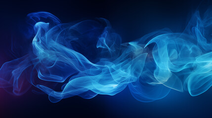vibrant blue smoke swirling on a dark background with neon light accents