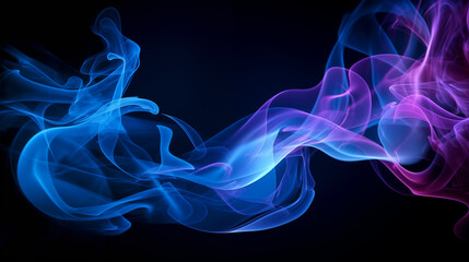 Fototapeta premium vibrant blue smoke swirling on a dark background with neon light accents