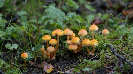 Fungi growing on the forest floor
