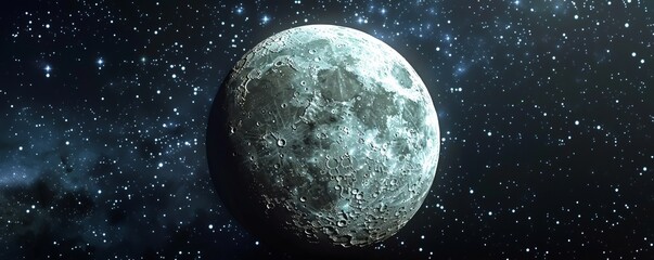 Fototapeta premium 3D cartoon moon in space.