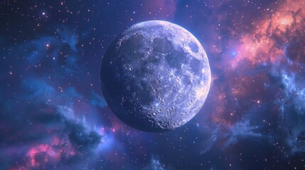 Obraz premium 3D cartoon moon in space.