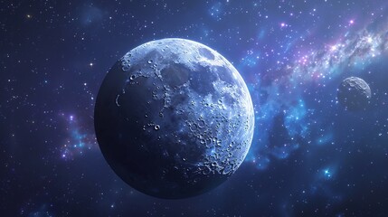 Obraz premium 3D cartoon moon in space.