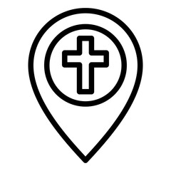 Pin Location cross church icon