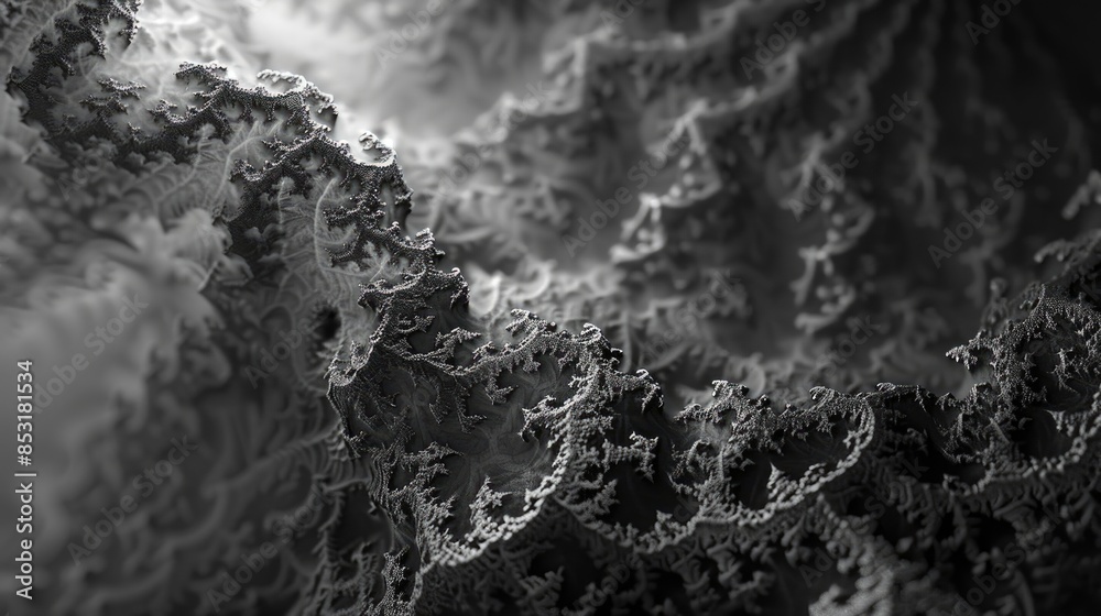Poster fractal background in grayscale suitable for video and design projects serving as an alpha channel