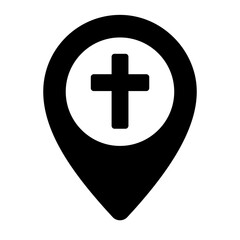 Obraz premium Pin Location cross church icon