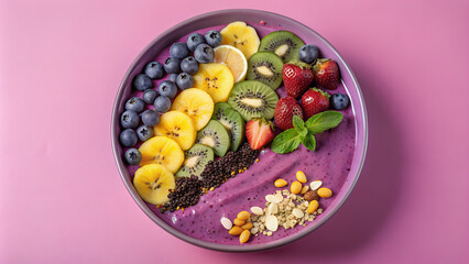 bowl of fruits, colorful, AI generated