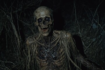 Nightmarish Figure Crawling in the Woods
