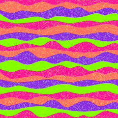 Curve multicolor wave stripes flow vector seamless pattern.