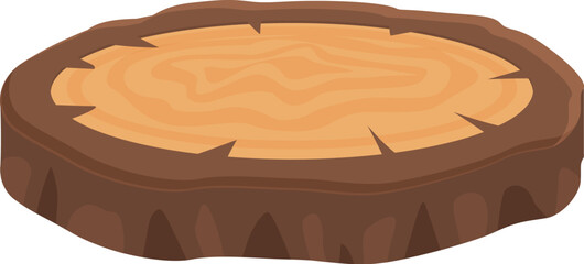 Large tree stump is showing its growth rings from being cut down