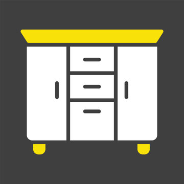 recommend clip art: Bedside dresser vector icon. Chest of drawer sign