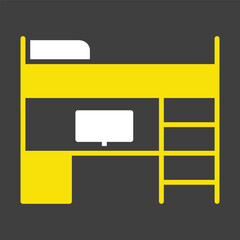 Bunk bed with workspace vector icon