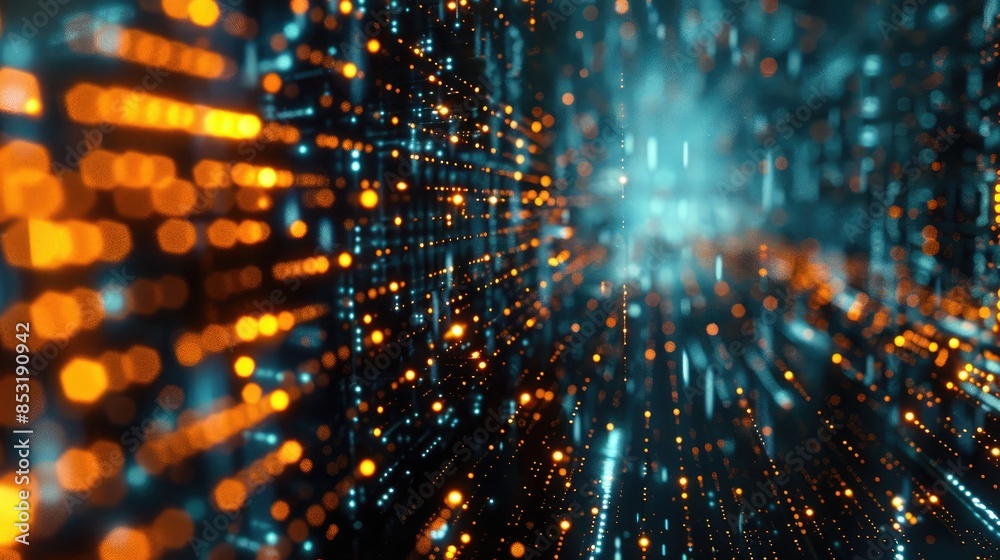 Aufkleber high speed digital data network and particles in cyberspace future technology abstract concept