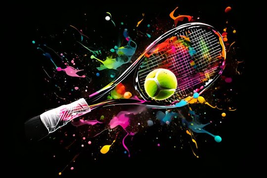 tennis players color splash on background - Powered by Adobe
