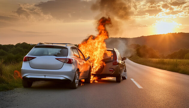 incidente stradale auto in fiamme 