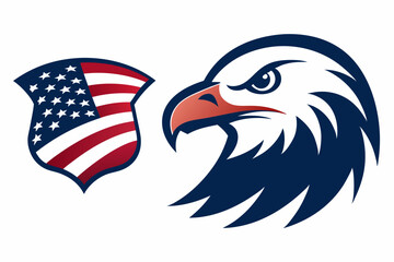 American flag isolated eagle bird head vector file,4th july eaggle vector