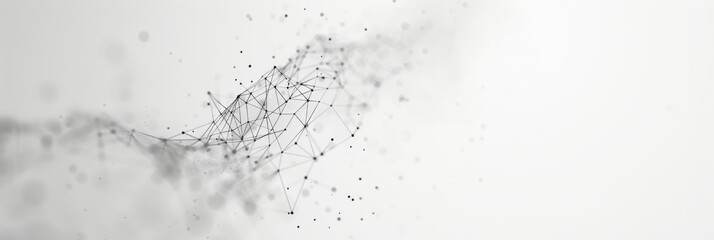 Light grey background with subtle tech web patterns and floating particles, creating a clean look with ample free space