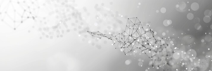 Light grey background with subtle tech web patterns and floating particles, creating a clean look with ample free space