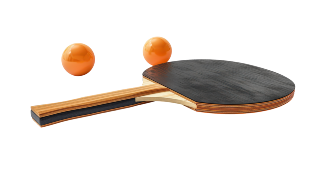 Table Tennis Paddle With Orange Balls