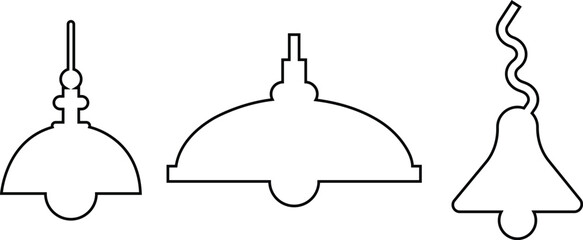 Set of lamps Related black Vector line Icons. Includes such icons as bulb, Stylish modern room lights floor lamp, lantern, light, chandelier collection isolated on transparent background.