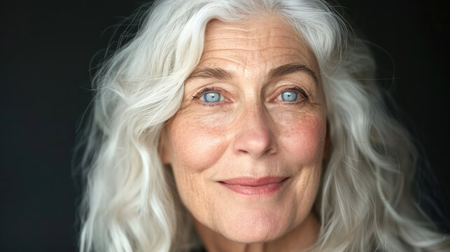 Portrait picture of a senior middle age on black background
