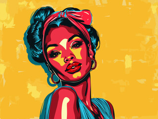 Obraz premium beautiful black woman vector illustration pop art retro comic style