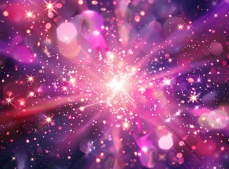 Fototapeta premium A vibrant burst of pink and purple lights with stars, creating an enchanting background for Valentine's Day