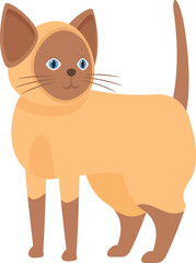 Illustration of a siamese cat standing on a white background
