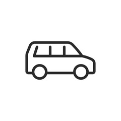 Six-seater crossover, linear style icon. Editable stroke width
