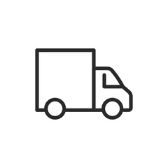 Delivery truck, linear style icon. Side view of a delivery truck. Editable stroke width.
