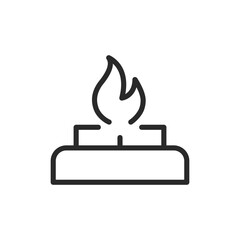 Obraz premium Portable stove, linear style icon. Small stove with a flame, outdoor cooking. Editable stroke width.