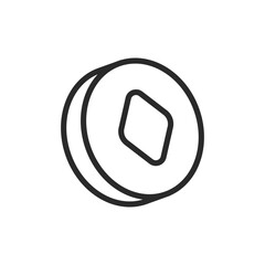 Game coin, linear style icon. Editable stroke width