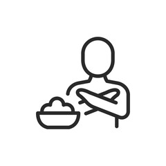 Loss of appetite, anorexia, linear style icon. Refusing food. Editable stroke width