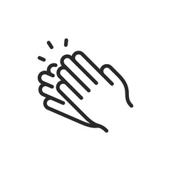Clapping hands gesture, linear style icon. Editable stroke width
