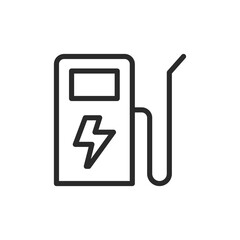 Electric fuel pump, linear style icon. fuel pump for electric vehicles at a gas station. Editable stroke width