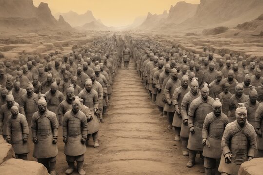 A dusty path to eternity: the terracotta army stands guard in the golden hour