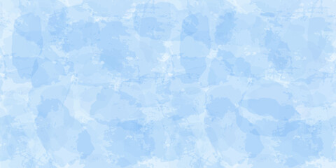 Watercolor seamless pattern. Vector cloud sky print. Blue transparent brush stains texture.