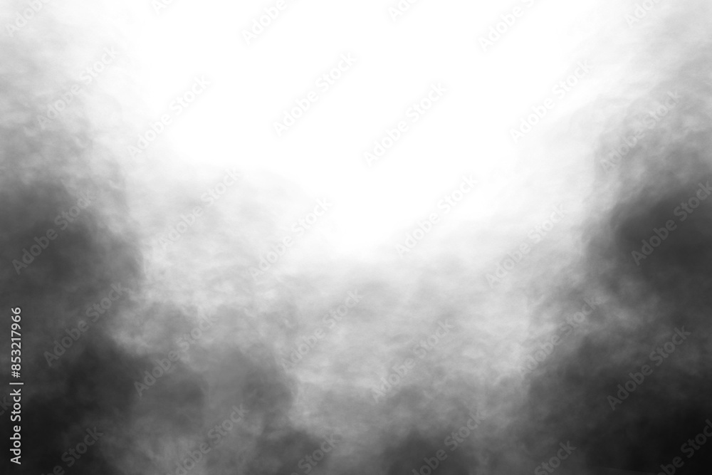 Wall mural realistic black smoke or fog isolated white background. rising smoke texture overlays. graphic desig