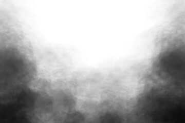 Realistic black smoke or fog isolated white background. Rising smoke Texture overlays.  Graphic design element, decoration	, Smoke PNG