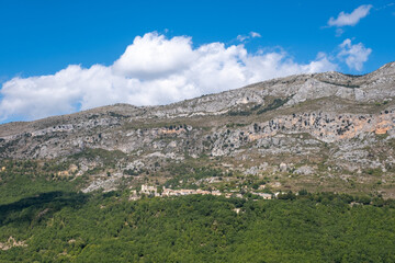 Obraz premium view on the hills and little village in the Southern French Alps