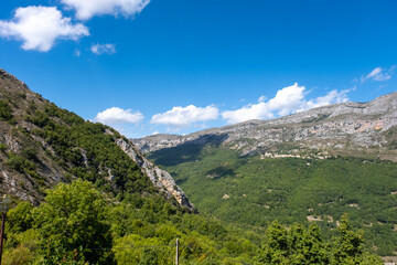 view on the hills and little village in the Southern French Alps