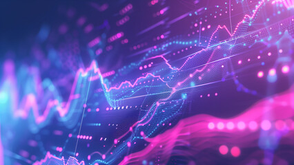 Obraz premium Pulsating Trends: Stock Market Fluctuations Displayed in Vibrant Colors