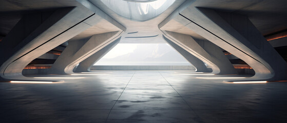 Abstract futuristic architecture rendered with innovative design and advanced structural elements