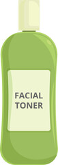 Green bottle of facial toner, essential product for removing impurities and refreshing skin