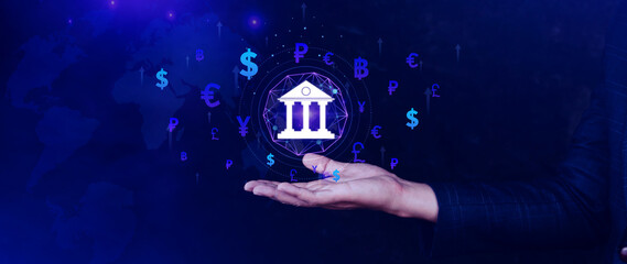 Currency Exchange Concepts and Interbank Payments, use to money transfer global business FinTech...