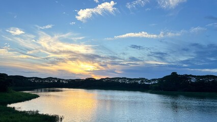 sunset over the lake