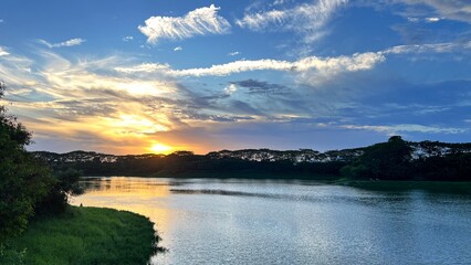 sunset over the lake