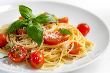 Capellini Pasta with Cherry Tomatoes, Basil, and Garlic Sauce