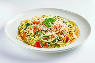 Capellini Pasta with Colorful Zucchini-Tomato Sauce