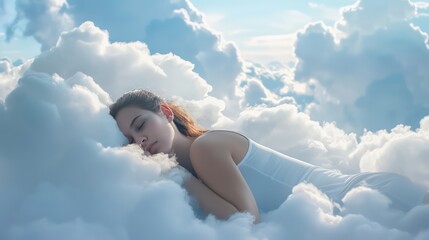 woman sleeping on a cloud