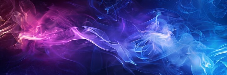 Fototapeta premium Abstract background with blue and purple smoke, stage light rays in dark sky